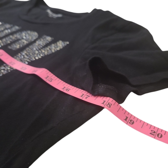 Juicy Couture Womens Black Rhinestone “JUICY” Logo Tee, Size Large - Picture 5 of 7